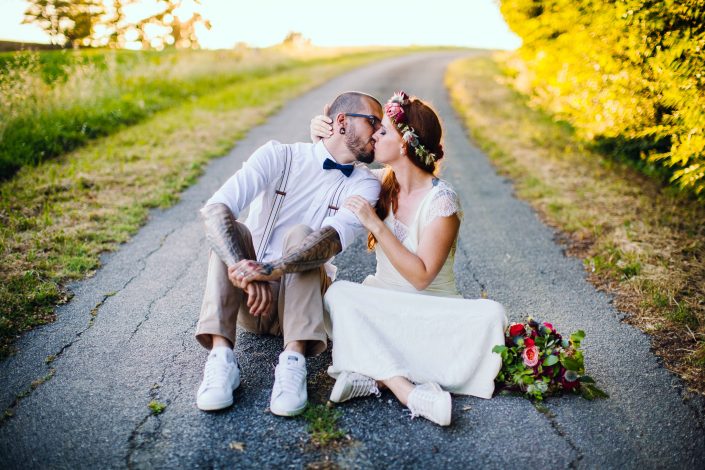 photo de couple mariage funky mariés tatoués