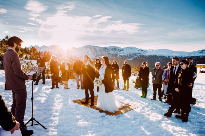 cérémonie laique aux pieds des Pyrénées, mariage hiver