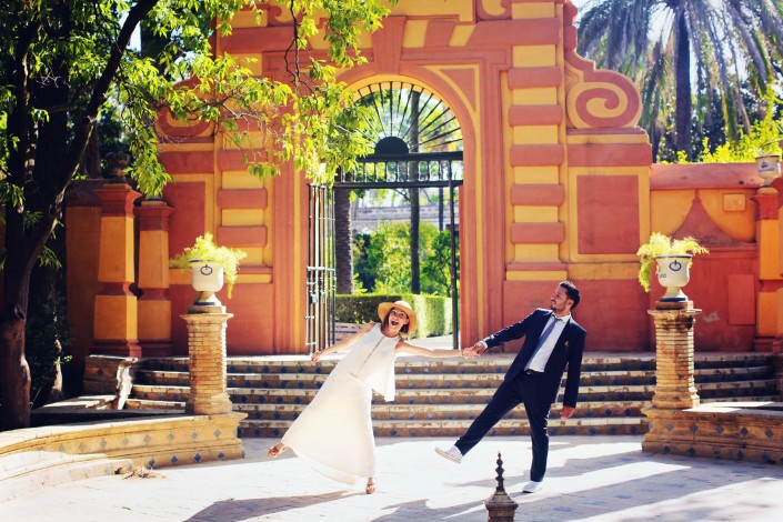 Trash the dress à Séville, alcazar, Espagne