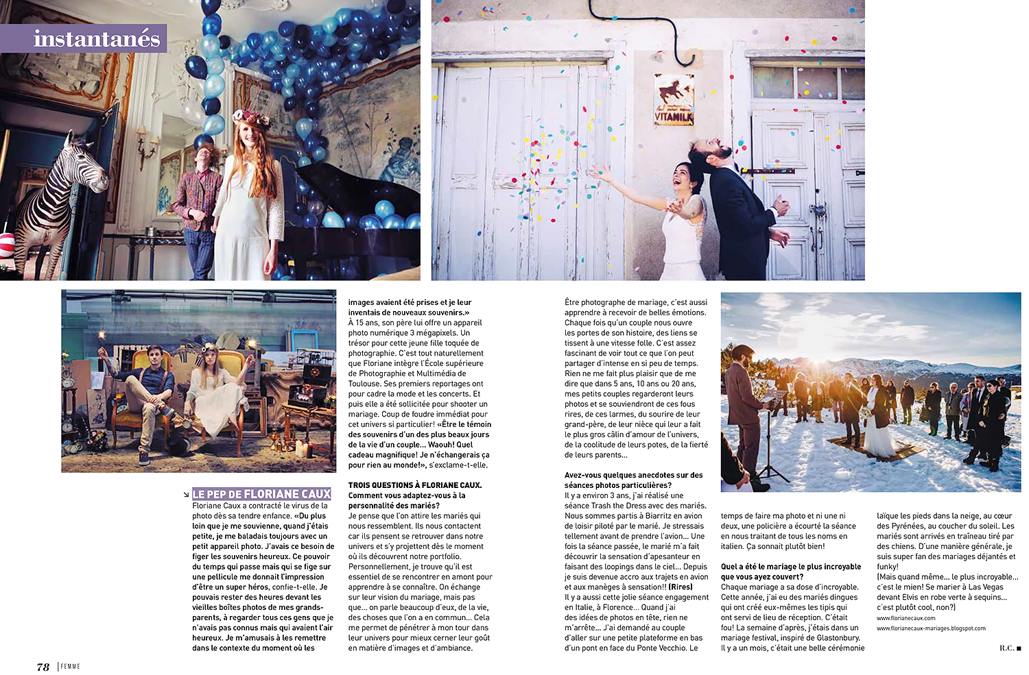 interview Floriane Caux, photographe de mariage originale