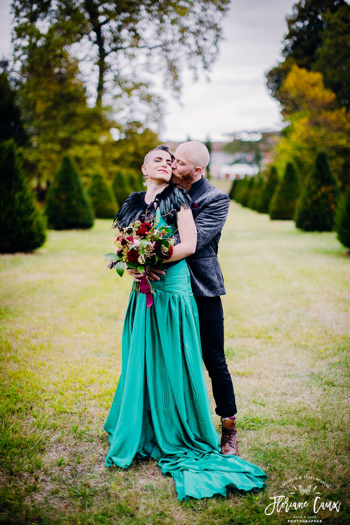 mariée robe verte