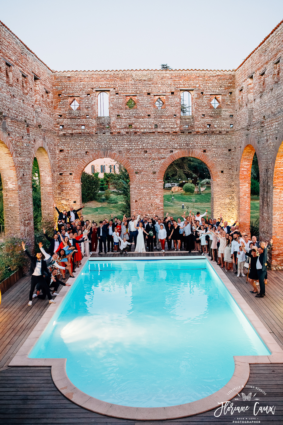 photo de groupe piscine domaine du beyssac