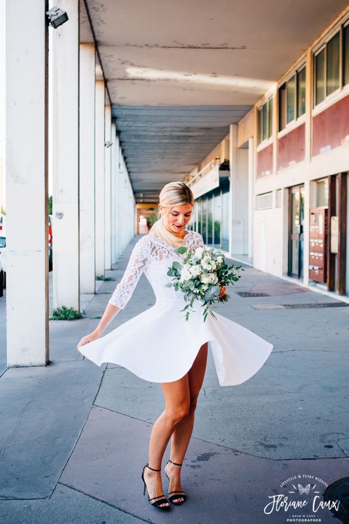 mariée robe courte mariage civil toulouse