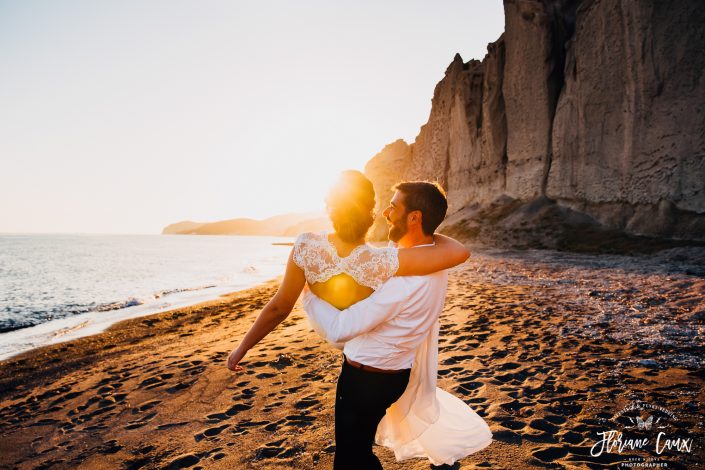 photographe mariage sur la plage coucher de soleil