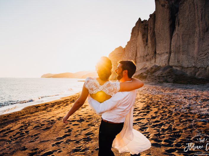 photographe mariage sur la plage coucher de soleil