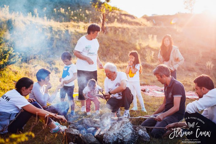 seance photo à la montagne feu de camp au pla du boum